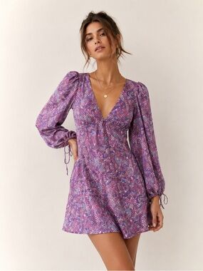 FOR LOVE & LEMONS nwt Tonya mini long sleeve open back dress xs/s fit